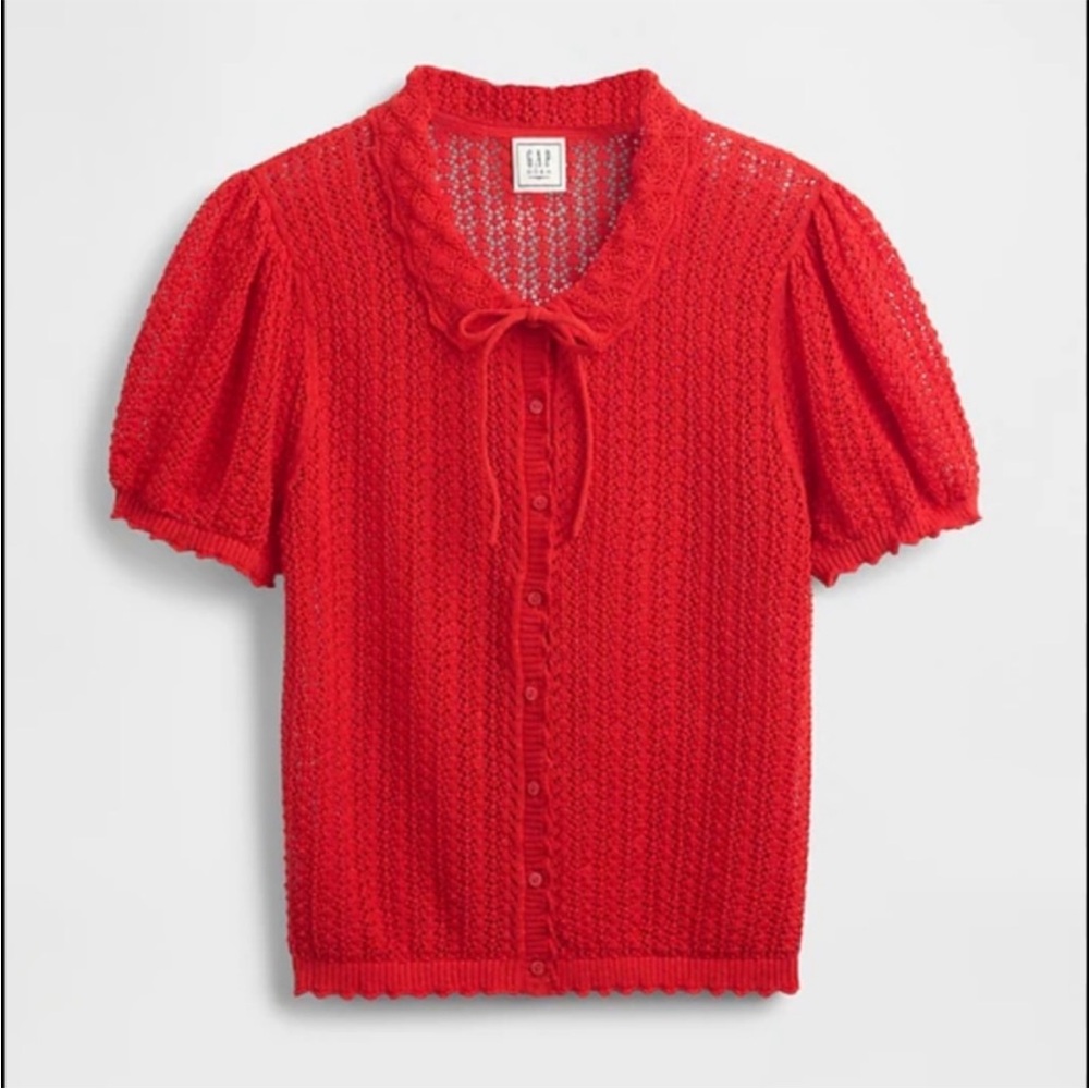 Doen x Gap Short Sleeve Pointelle Cardigan Top